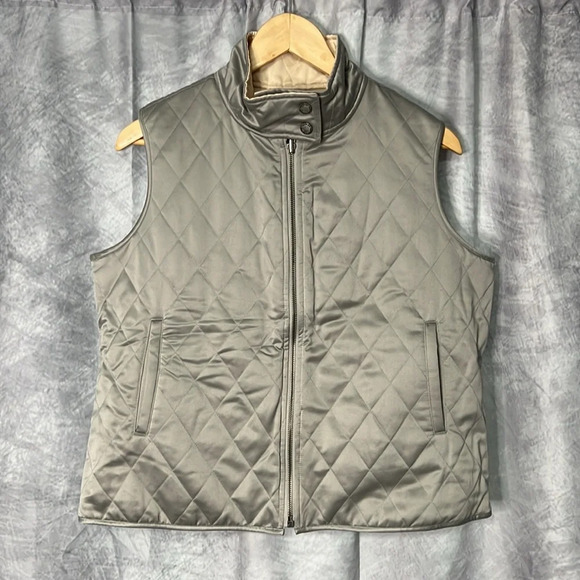 Ralph Lauren Gold & Silver Reversible Quilted Vest with Pockets - size PL - Picture 14 of 16
